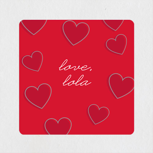 This is a cherry custom stickers with standard by Lauren Chism called jumbo hearts printing on uncoated sticker paper in sticker