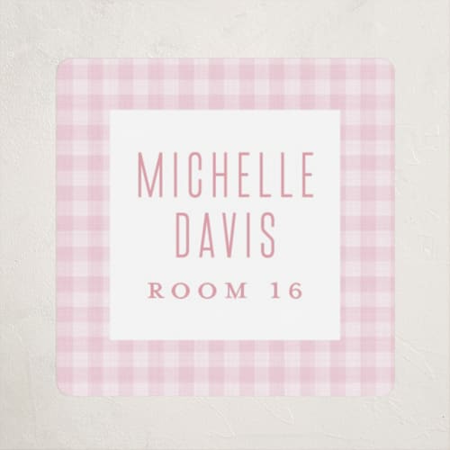 This is a blush name labels with standard by Lea Delaveris called charming printing on waterproof sticker paper in sticker
