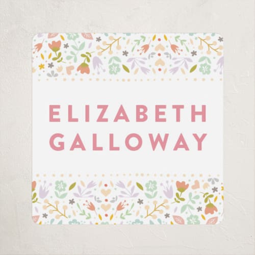 This is a cherry blossom name labels with standard by Phrosné Barwood called pretty floral frame printing on waterproof sticker paper in sticker