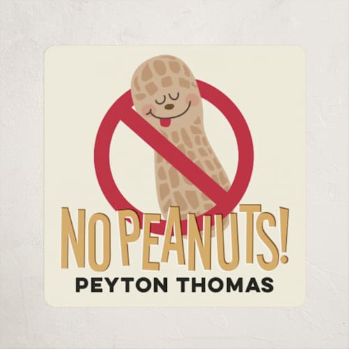 This is a banana name labels with standard by Jessie Steury called no peanuts printing on waterproof sticker paper in sticker