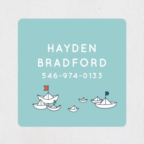 This is a sea name labels with standard by Shirley Lin Schneider called paper boats printing on waterproof sticker paper in sticker