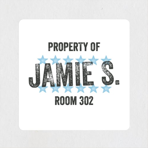 This is a pool name labels with standard by Jessie Steury called rockstar printing on waterproof sticker paper in sticker