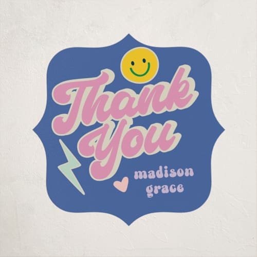 This is a groovy blues kids stickers with standard by Vera Lim called retro16 printing on uncoated sticker paper in sticker