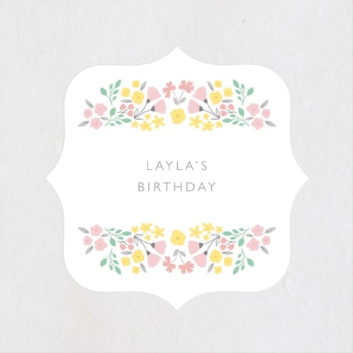 This is a cupcake kids stickers with standard by Sara Berrenson called sweet floral frame printing on uncoated sticker paper in sticker
