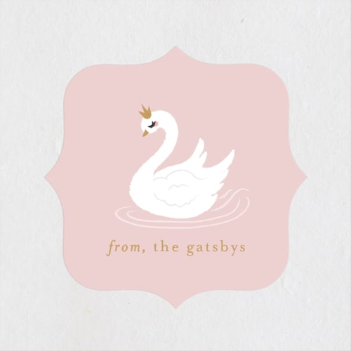 This is a ballet slipper custom stickers with standard by Itsy Belle Studio called seven swans swimmin printing on uncoated sticker paper in sticker
