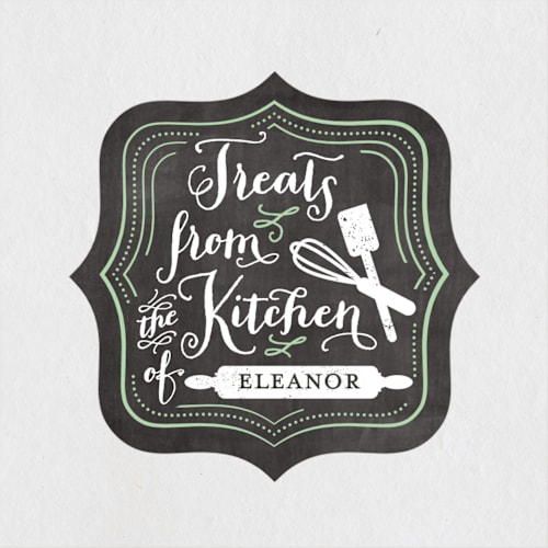 This is a mint custom stickers with standard by Sarah Brown called charmed kitchen printing on uncoated sticker paper in sticker