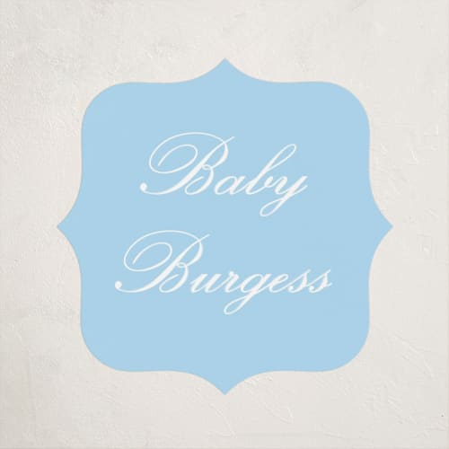 This is a sky baby shower favor labels with standard by Catherine Culvenor called sweetly scalloped printing on uncoated sticker paper in sticker