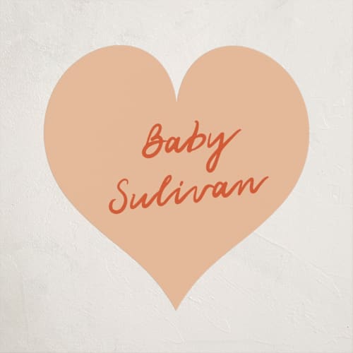 This is a tangerine baby shower favor labels with standard by Zani van Zyl called stork party printing on uncoated sticker paper in sticker