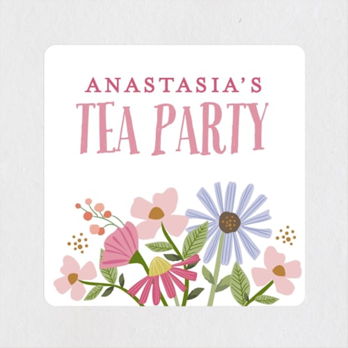 This is a petal kids stickers with standard by Karidy Walker called party teapot printing on uncoated sticker paper in sticker