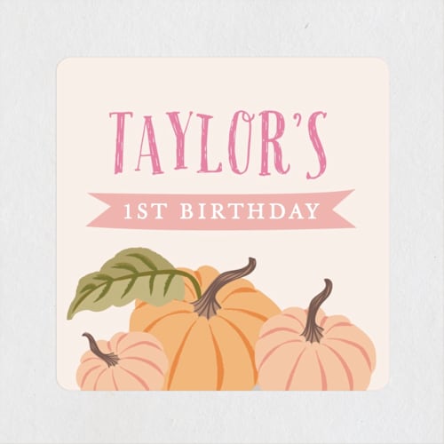 This is a peach kids stickers with standard by Karidy Walker called autumn pumpkin printing on uncoated sticker paper in sticker