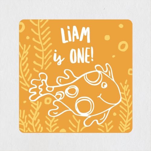 This is a goldfish kids stickers with standard by Amy Toneys called snorkel n' see printing on uncoated sticker paper in sticker