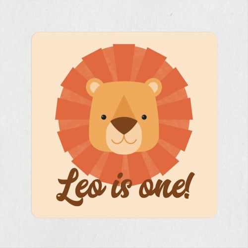 This is a sand kids stickers with standard by Kacey Kendrick Wagner called wild lion printing on uncoated sticker paper in sticker
