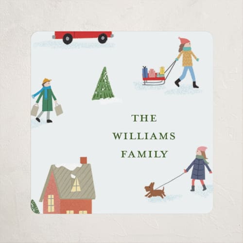 This is a frost custom stickers with standard by Elizabeth Bishop called winter town printing on uncoated sticker paper in sticker