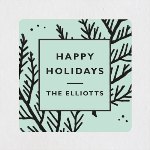 This is a minty custom stickers with standard by Kelsey Mucci called big bold christmas branches printing on uncoated sticker paper in sticker