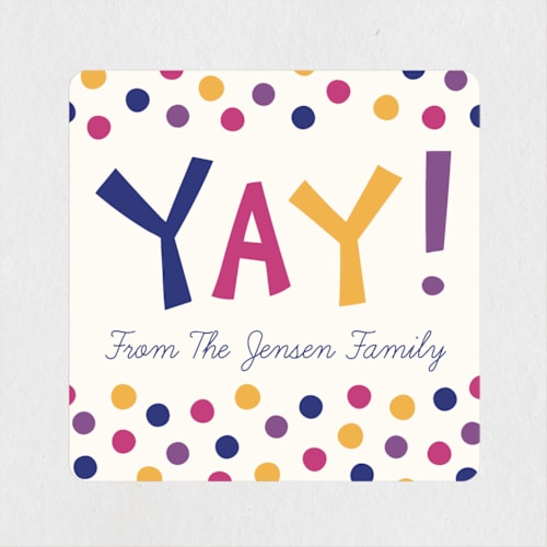 This is a jewel custom stickers with standard by Kacey Kendrick Wagner called yay! printing on uncoated sticker paper in sticker