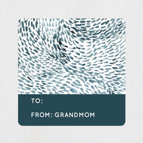 This is a teal custom stickers with standard by Yaling Hou Suzuki called indigo wave printing on uncoated sticker paper in sticker