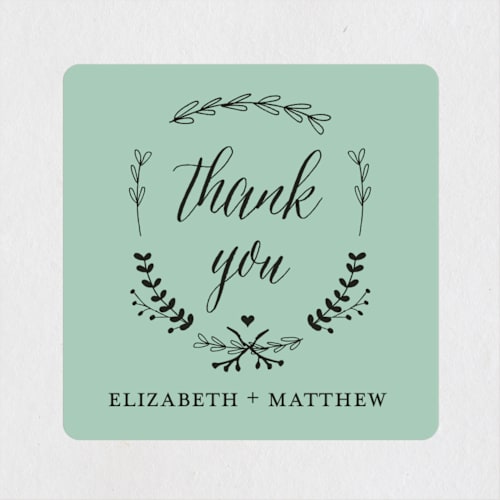 This is a mint custom stickers with standard by Susan Brown called always thanks printing on uncoated sticker paper in sticker