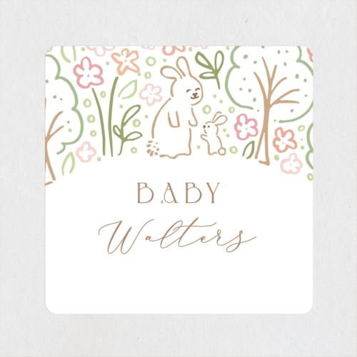 This is a watermelon baby shower favor labels with standard by Jennifer Wick called woodland beginnings printing on uncoated sticker paper in sticker