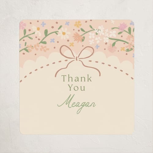 This is a ballet slipper baby shower favor labels with standard by Jennifer Wick called new blooms printing on uncoated sticker paper in sticker