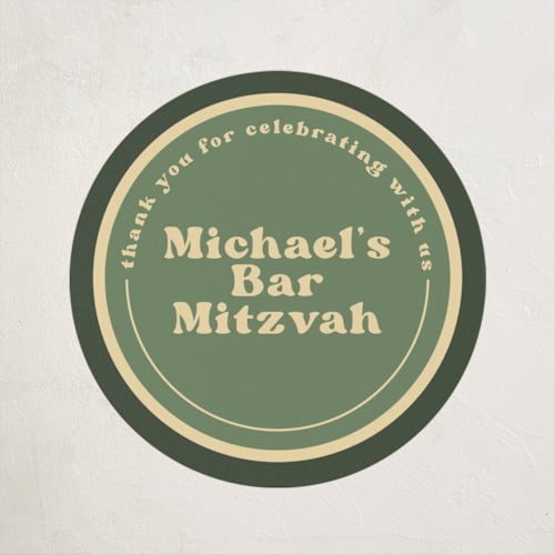This is a sage kids stickers with standard by Creo Study called camp mitzvah printing on uncoated sticker paper in sticker