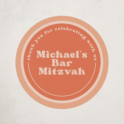 This is a sunset kids stickers with standard by Creo Study called camp mitzvah printing on uncoated sticker paper in sticker
