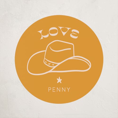 This is a peach kids stickers with standard by Rachel Cassel called cowgirl printing on uncoated sticker paper in sticker