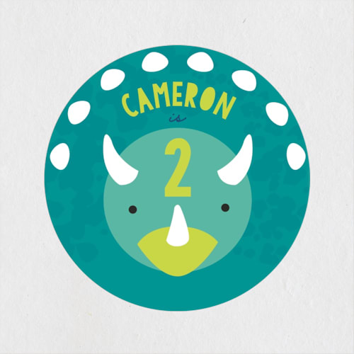 This is a teal kids stickers with standard by Itsy Belle Studio called tri birthday printing on uncoated sticker paper in sticker