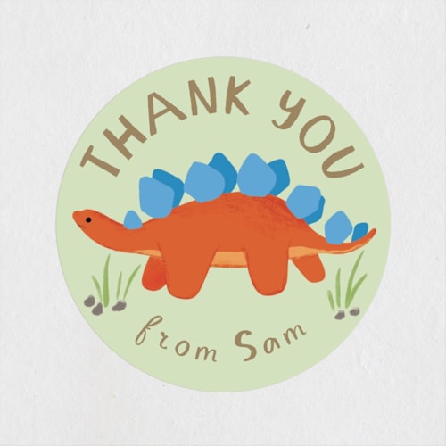 This is a marshmallow kids stickers with standard by Everett Paper Goods called dino zone printing on uncoated sticker paper in sticker