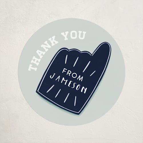 This is a navy kids stickers with standard by JeAnna Casper called sports printing on uncoated sticker paper in sticker