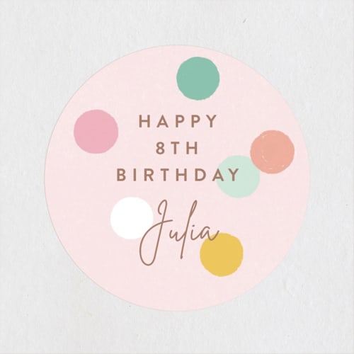 This is a peony kids stickers with standard by Michelle Taylor called confetti balloon printing on uncoated sticker paper in sticker