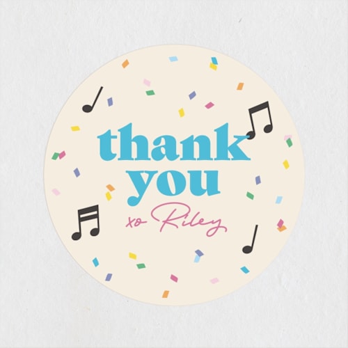 This is a electric blue kids stickers with standard by Lisa McLean called karaoke time printing on uncoated sticker paper in sticker