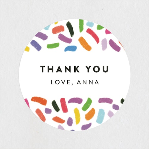 This is a gumdrops kids stickers with standard by Up Up Creative called confetti sprinkle printing on uncoated sticker paper in sticker