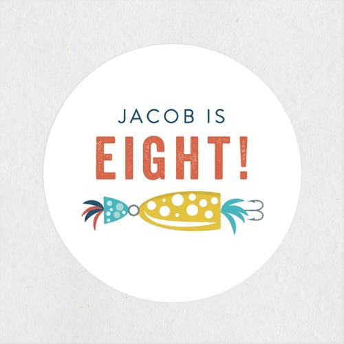 This is a ocean kids stickers with standard by Bethany Anderson called gone fishin' printing on uncoated sticker paper in sticker