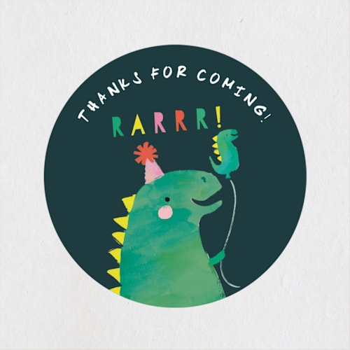 This is a teal kids stickers with standard by Lori Wemple called dinosaur balloon printing on uncoated sticker paper in sticker