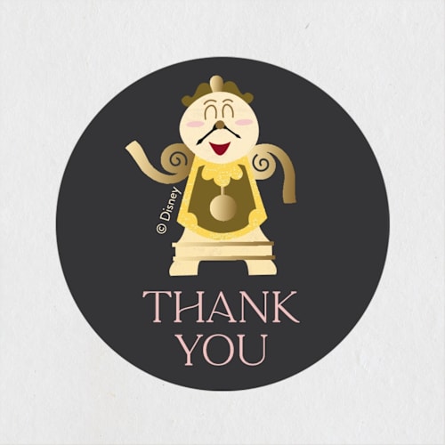 This is a midnight kids stickers with standard by Erica Krystek called disney's beauty and the beast be our guest printing on uncoated sticker paper in sticker