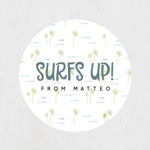 This is a oceanside kids stickers with standard by Maggie Maeve called sun sand and surf printing on uncoated sticker paper in sticker