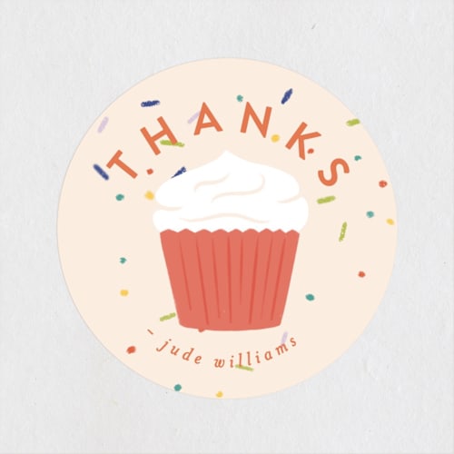 This is a cream kids stickers with standard by Shiny Penny Studio called i spy cake! printing on uncoated sticker paper in sticker