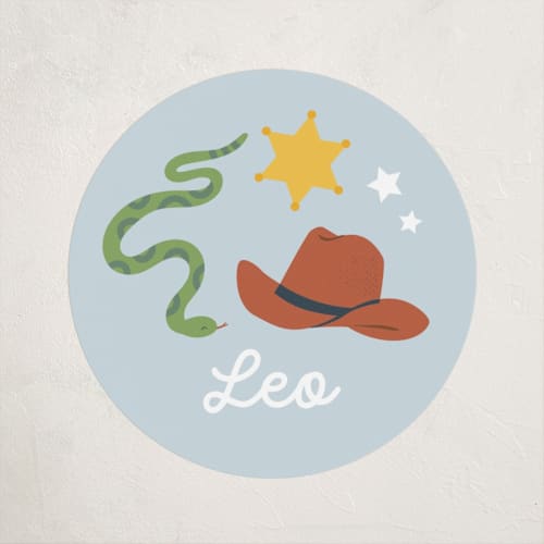 This is a sky kids stickers with standard by peetie design called my friendly rodeo printing on uncoated sticker paper in sticker