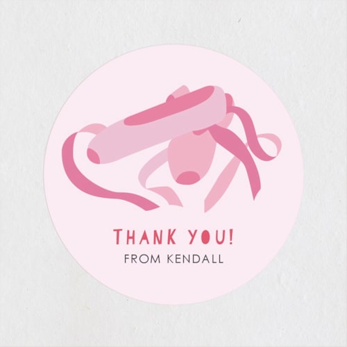 This is a ballet slipper kids stickers with standard by Laura Mock called let's dance! printing on uncoated sticker paper in sticker