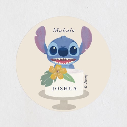 This is a coconut kids stickers with standard by Griffinbell Paper Co. called disney keiki cake printing on uncoated sticker paper in sticker