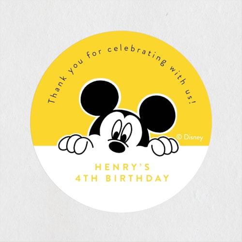 This is a sunshine kids stickers with standard by Julee London called disney's mickey mouse birthday fun printing on uncoated sticker paper in sticker