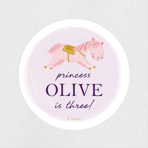 This is a lilac kids stickers with standard by Katherine Dietz called disney's tangled floral birthday invite printing on uncoated sticker paper in sticker