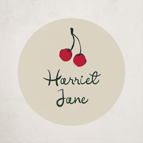 This is a tomato kids stickers with standard by Kelly Watkins called cherries printing on uncoated sticker paper in sticker