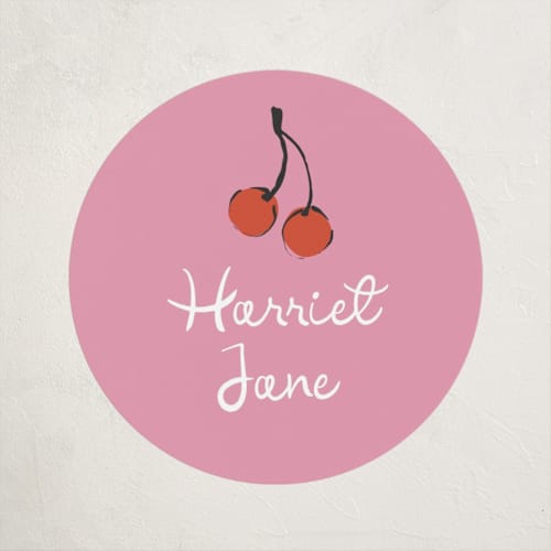 This is a strawberry kids stickers with standard by Kelly Watkins called cherries printing on uncoated sticker paper in sticker
