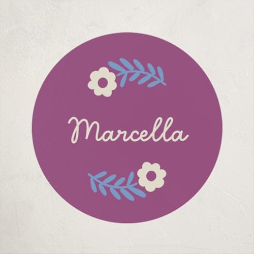 This is a orchid kids stickers with standard by Kelly Watkins called wavy floral frame printing on uncoated sticker paper in sticker