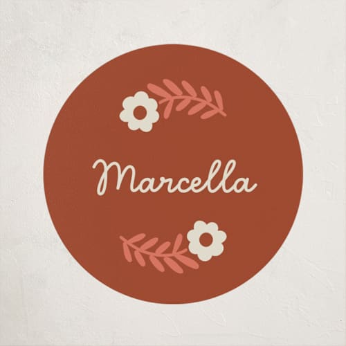 This is a apricot kids stickers with standard by Kelly Watkins called wavy floral frame printing on uncoated sticker paper in sticker