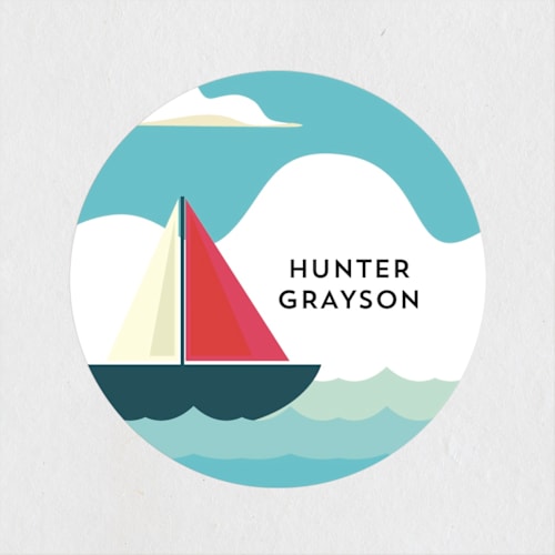 This is a lagoon kids stickers with standard by Jessica Voong called sail-ebrate printing on uncoated sticker paper in sticker