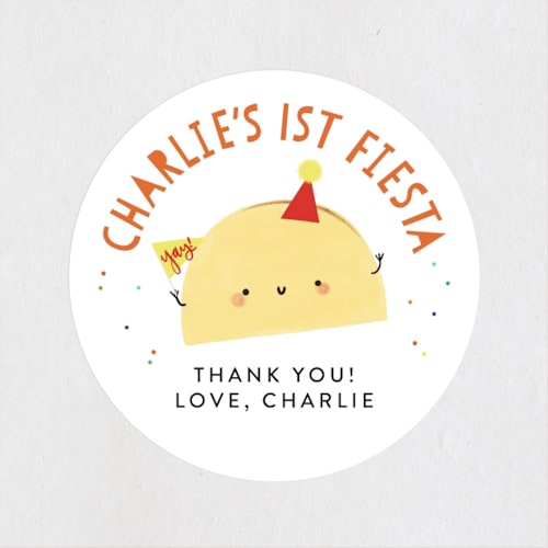 This is a spicy kids stickers with standard by Itsy Belle Studio called 1st fiesta printing on uncoated sticker paper in sticker