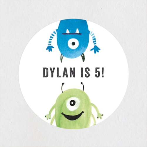 This is a royal kids stickers with standard by Olivia Raufman called monster party printing on uncoated sticker paper in sticker