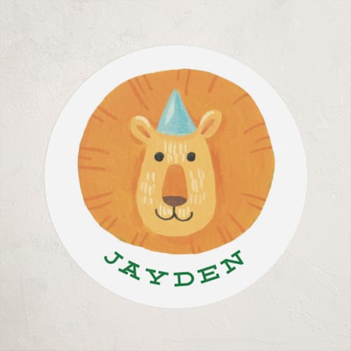 This is a pumpkin kids stickers with standard by Shannon Chen of Four Wet Feet Studio called animal safari printing on uncoated sticker paper in sticker